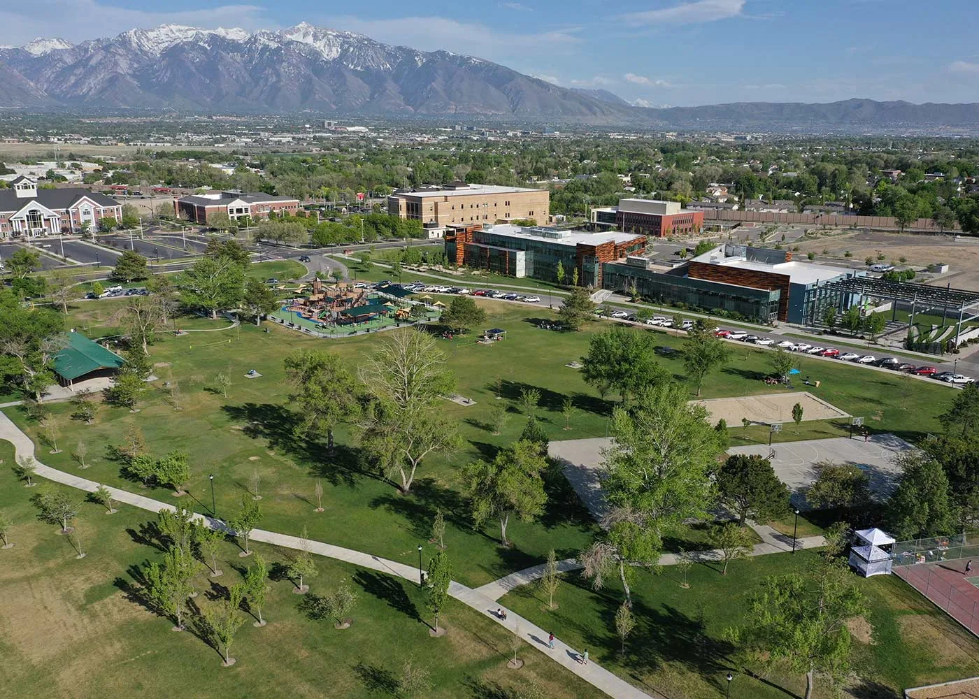 Parks and commercial buildings in West Jordan, Utah